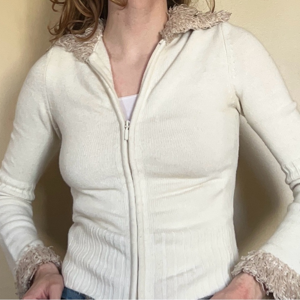 Vintage 2000s zip up cardigan with sherpa collar